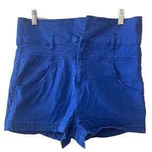 Almost Famous Shorts Womens XL Blue Hi Waist Stretch